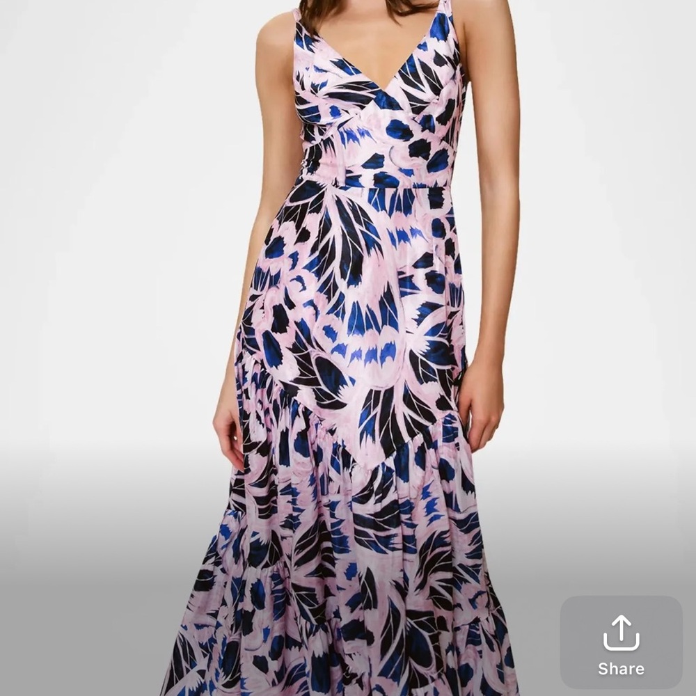 Hutch Pink and Blue Leaf Print Maxi Dress